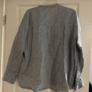 Eileen Fisher Light Gray XS Organic Linen Top